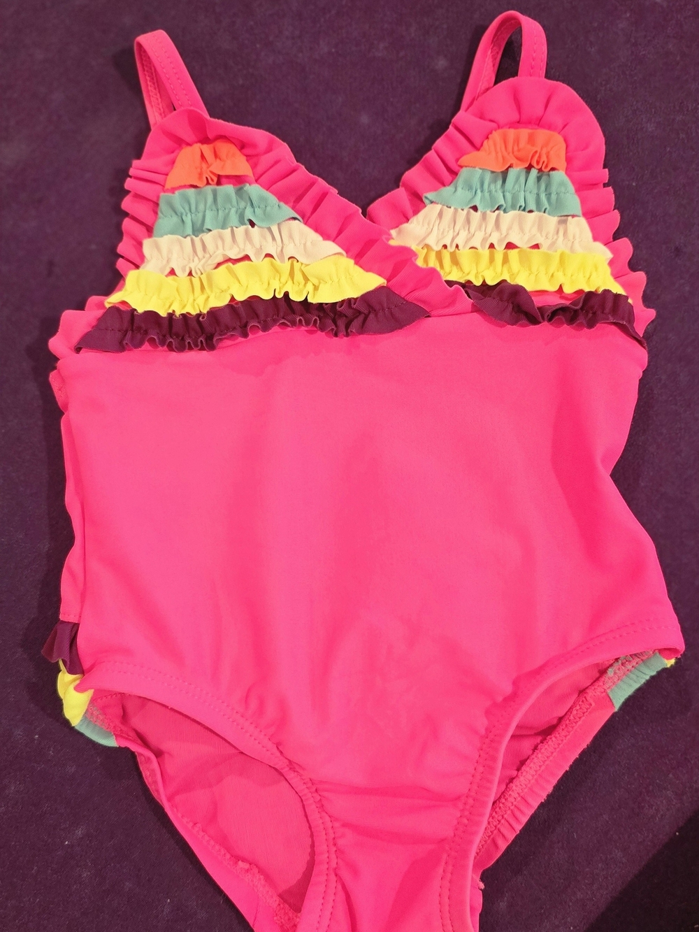 The Children's Place Hot Pink With Ruffles Swim One-Piece